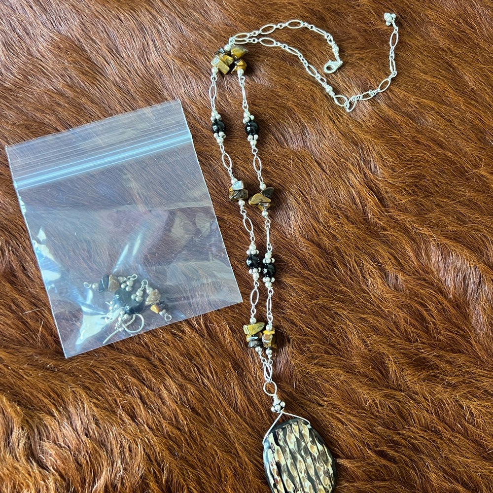 Silver and Black Beaded Necklace